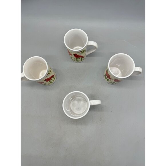 Set Of 4 Noel Cardinal Christmas Mugs royal norfolk coffee coco cup white READ - Picture 4 of 10
